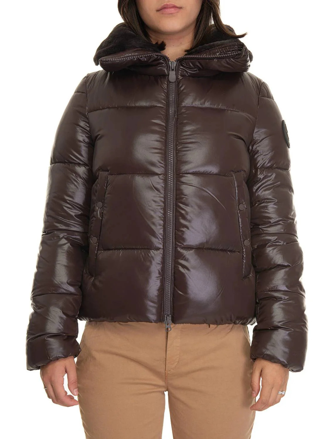 Moma Puffer Jacket In Brown Black | Shop Simon