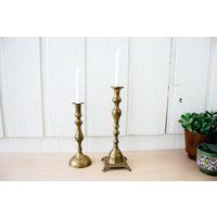 Vintage brass candle stick holders boho wedding decor table centerpiece vintage wedding | Etsy (US)