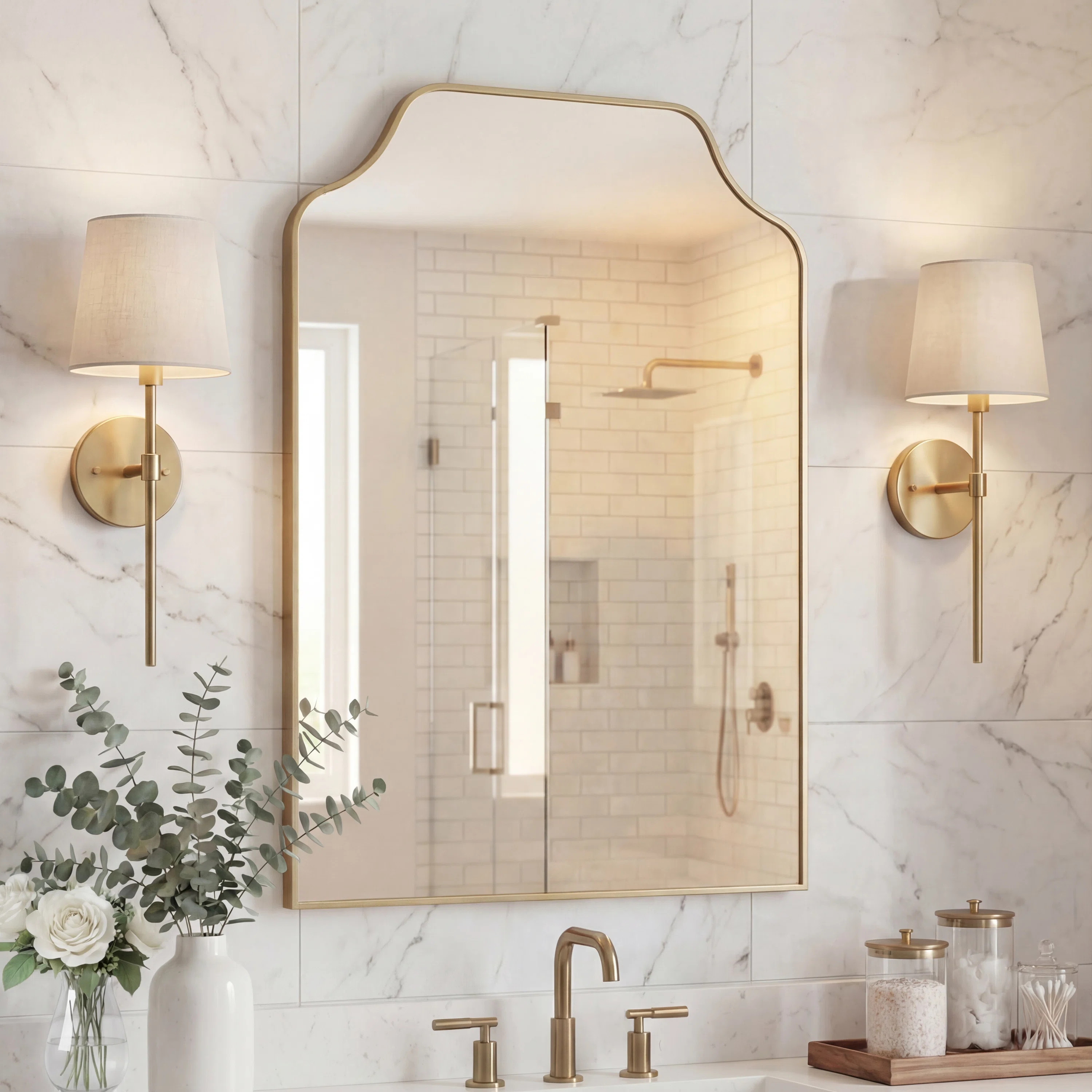 Walters 24 in. W x 36 in. H Medium Scalloped Rectangular Metal Framed Wall Mirror | Wayfair North America