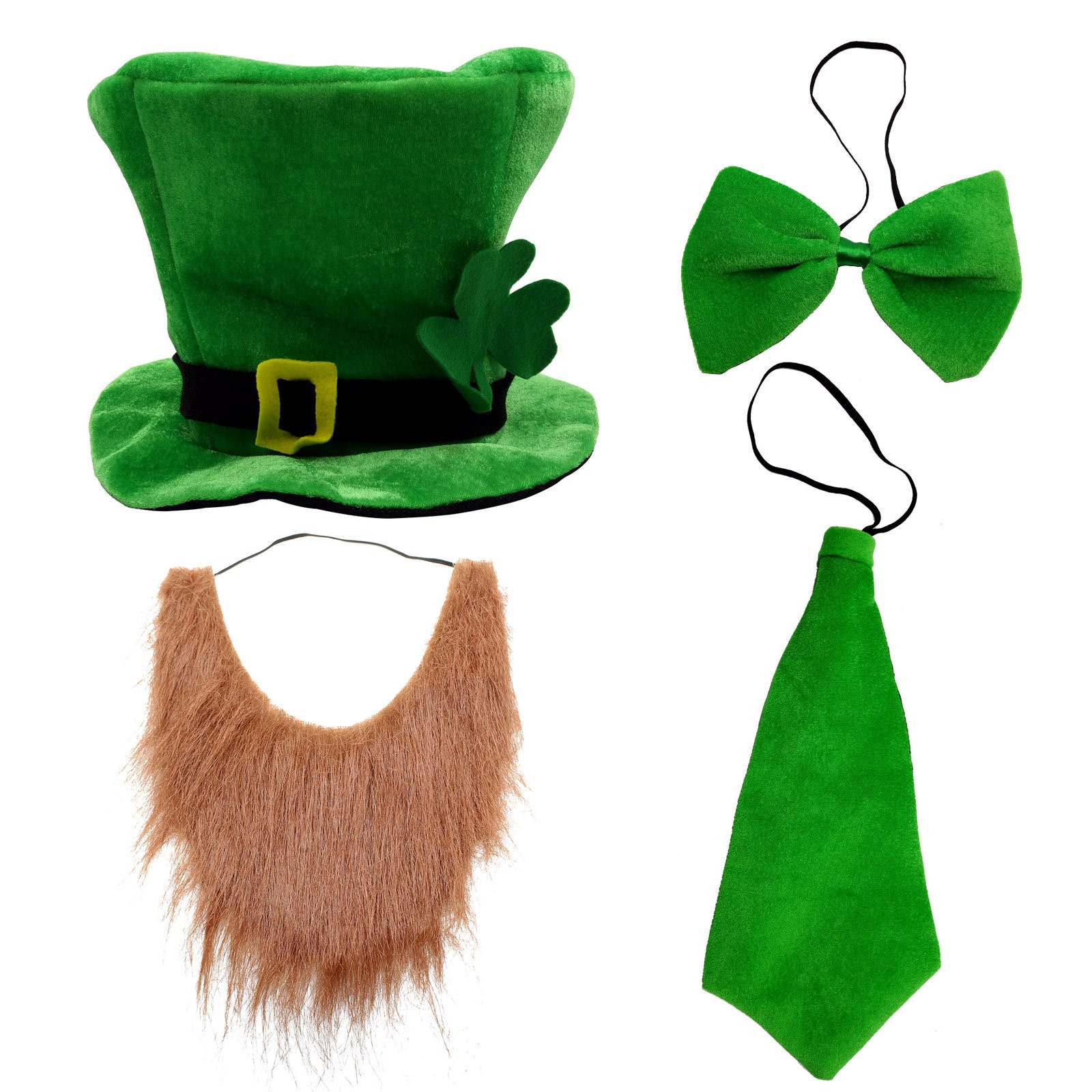 CreepyParty St. Patrick's Day Party Costume Suit Hat, Bow, Bow Tie, Beard, Scarf (Hat, Beard, Tie... | Amazon (US)