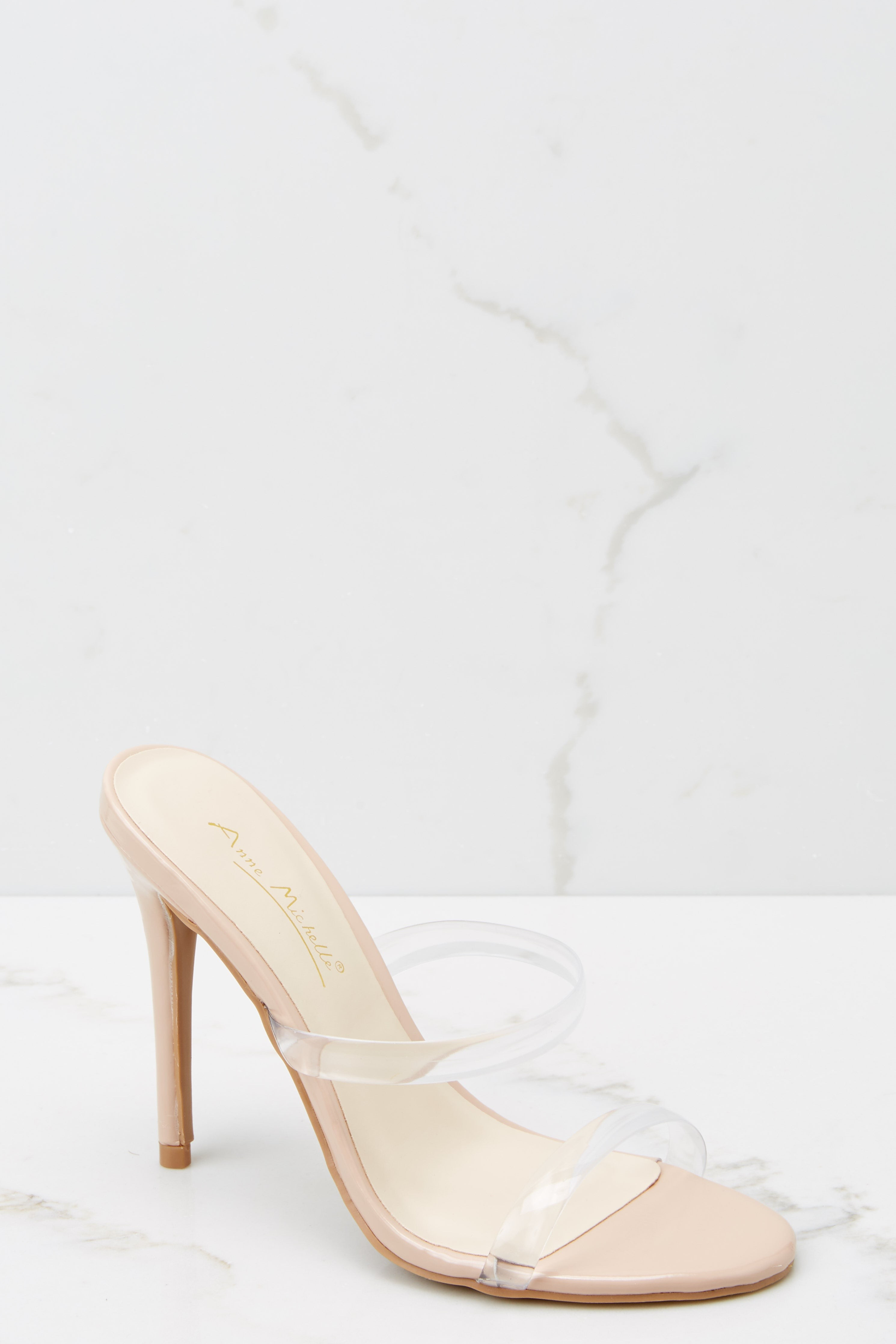 Walking On Air Nude And Clear Heels | Red Dress 