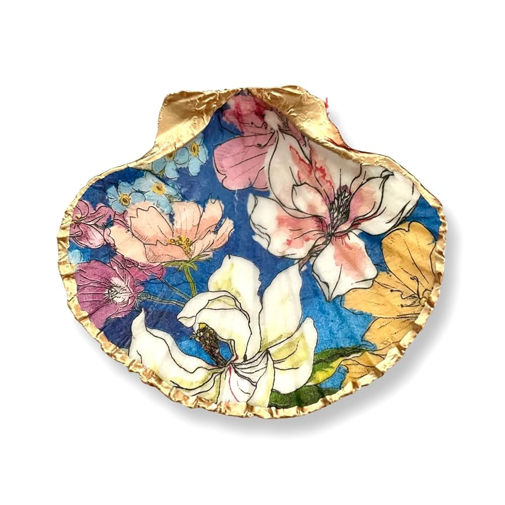 Virginia Wildflower Trinket Dish - Natural Shell Jewelry Tray Organizer, Ring Holder - Handmade Home Decor - Gifts for Her/Women Girl Friend Valentine Gifts Present Birthday Anniversary Mothers Day | Amazon (US)