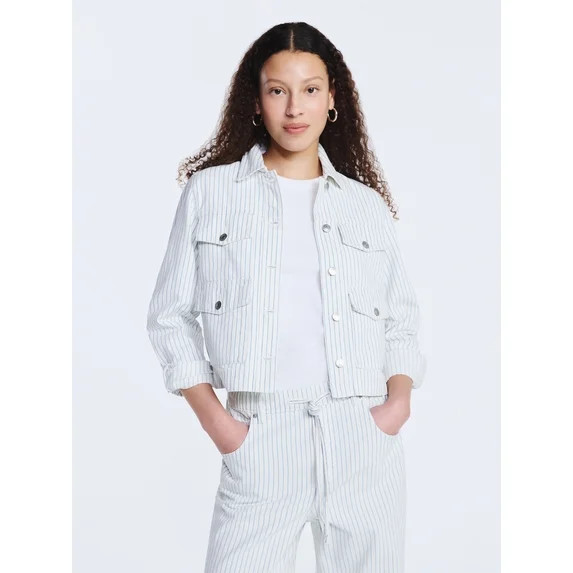 Free Assembly Women's Striped Denim Jacket, Sizes XS-XXL | Walmart (US)