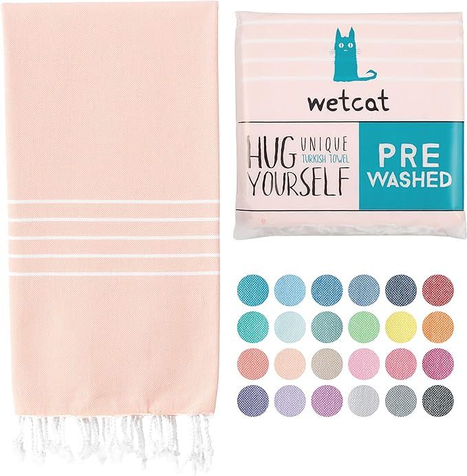 WETCAT Turkish Bath Towels (38 x 71) - Prewashed for Soft Feel, 100% Cotton - Quick Dry Beach Tow... | Amazon (US)