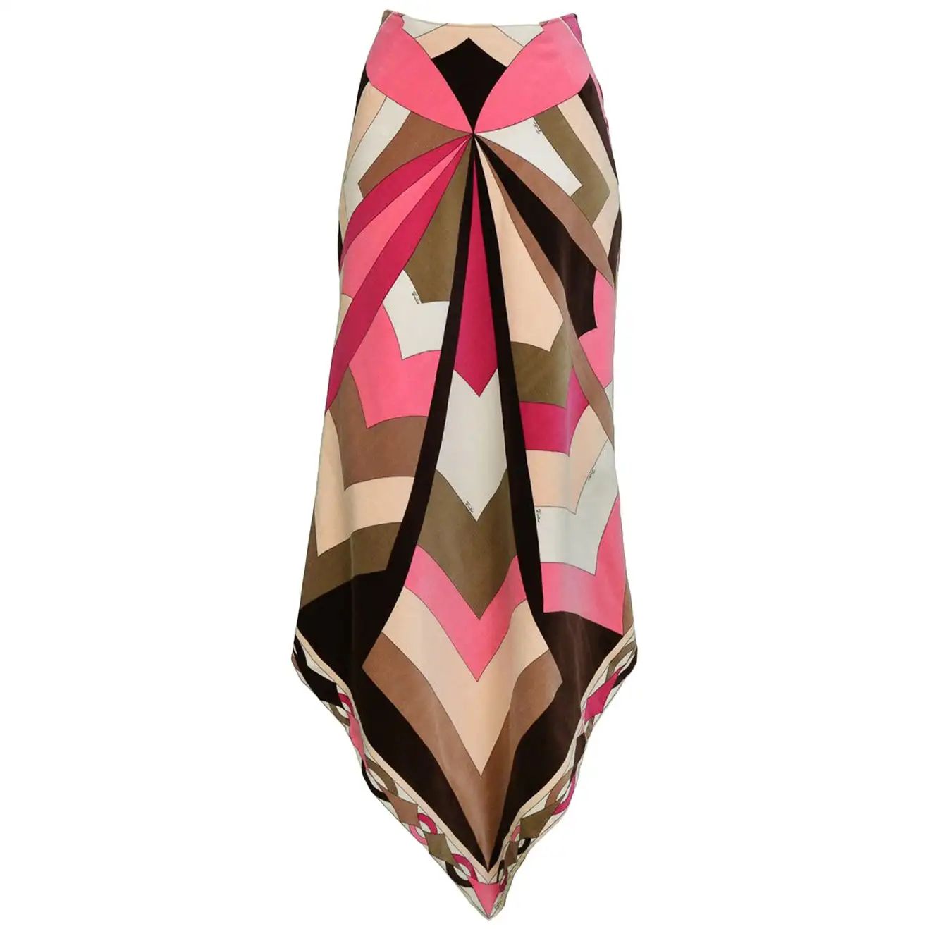 Vintage Emilio Pucci Pink Velvet Handkerchief Skirt 1970's | 1stDibs