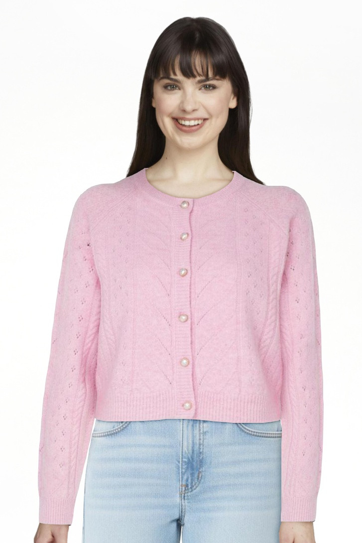 Celebrity Pink Women's and Women's Plus Cable Knit Crew Neck Cardigan, Sizes XS-4X | Walmart (US)