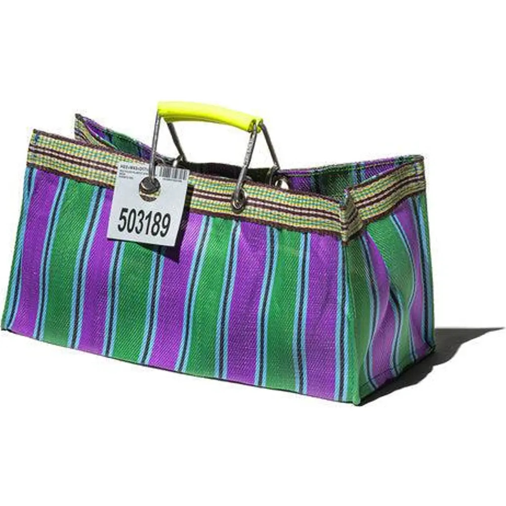 PUEBCO Recycled Plastic Stripe Bag - Wide in Green X Purple at Nordstrom | Nordstrom