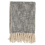 SARO LIFESTYLE Sevan Collection Cotton Throw with Tasseled Trim, Black, 50" x 60" | Amazon (US)