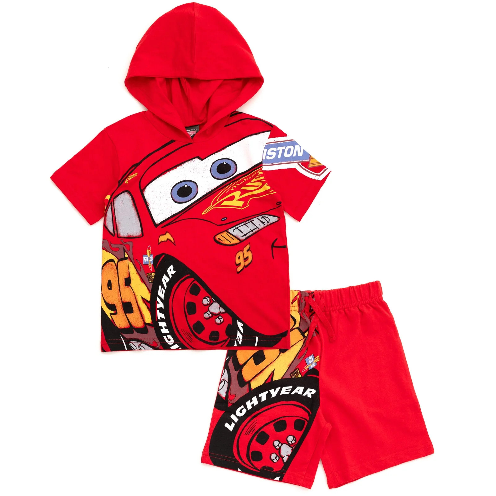Disney Cars Lightning McQueen Hooded T-Shirt and French Terry Shorts Outfit Set Toddler to Big Ki... | Walmart (US)