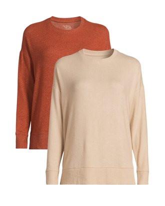 Time and Tru Women's Hacci Knit Pullover Sweatshirt with Long-Sleeves, 2-Pack | Walmart (US)