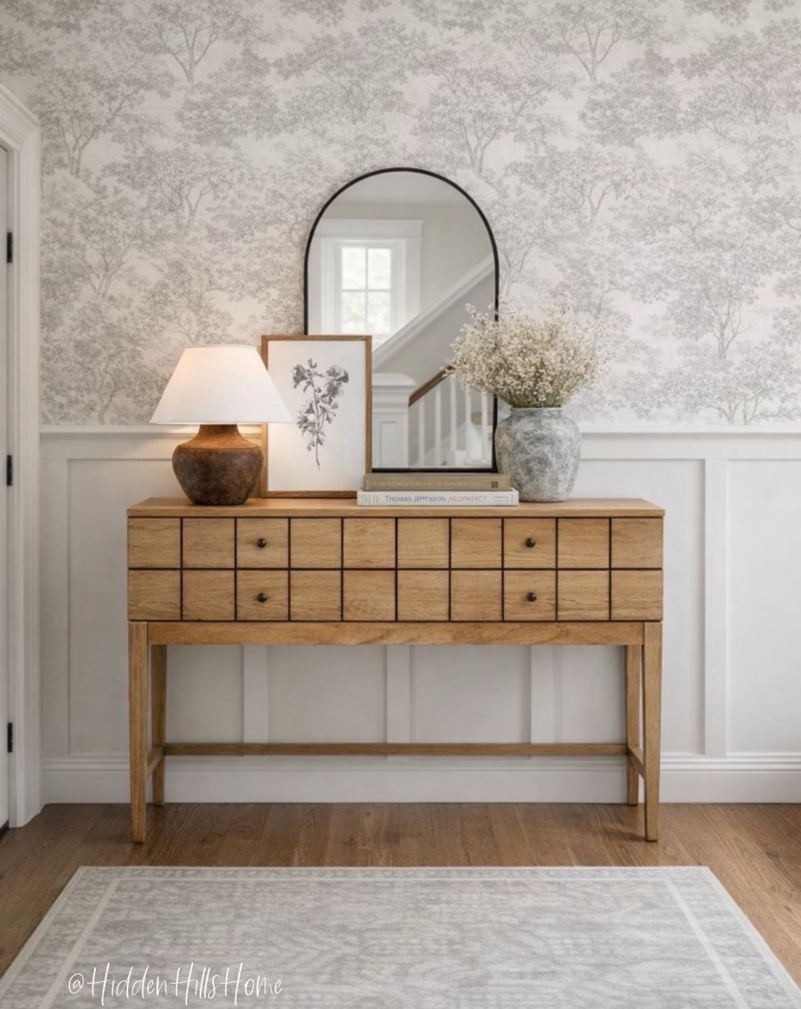 Entryway decor, entryway wallpaper, home decor, console table, entryway rug, entryway mood board #entryway

#LTKHome #LTKSeasonal #LTKSaleAlert