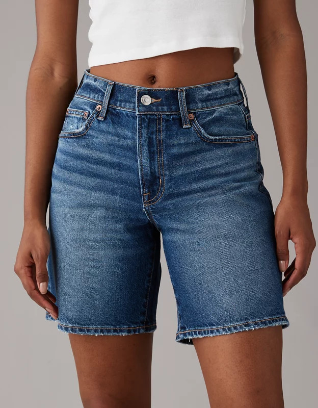 AE Strigid 8" Perfect Denim Bermuda Short | American Eagle Outfitters (US & CA)