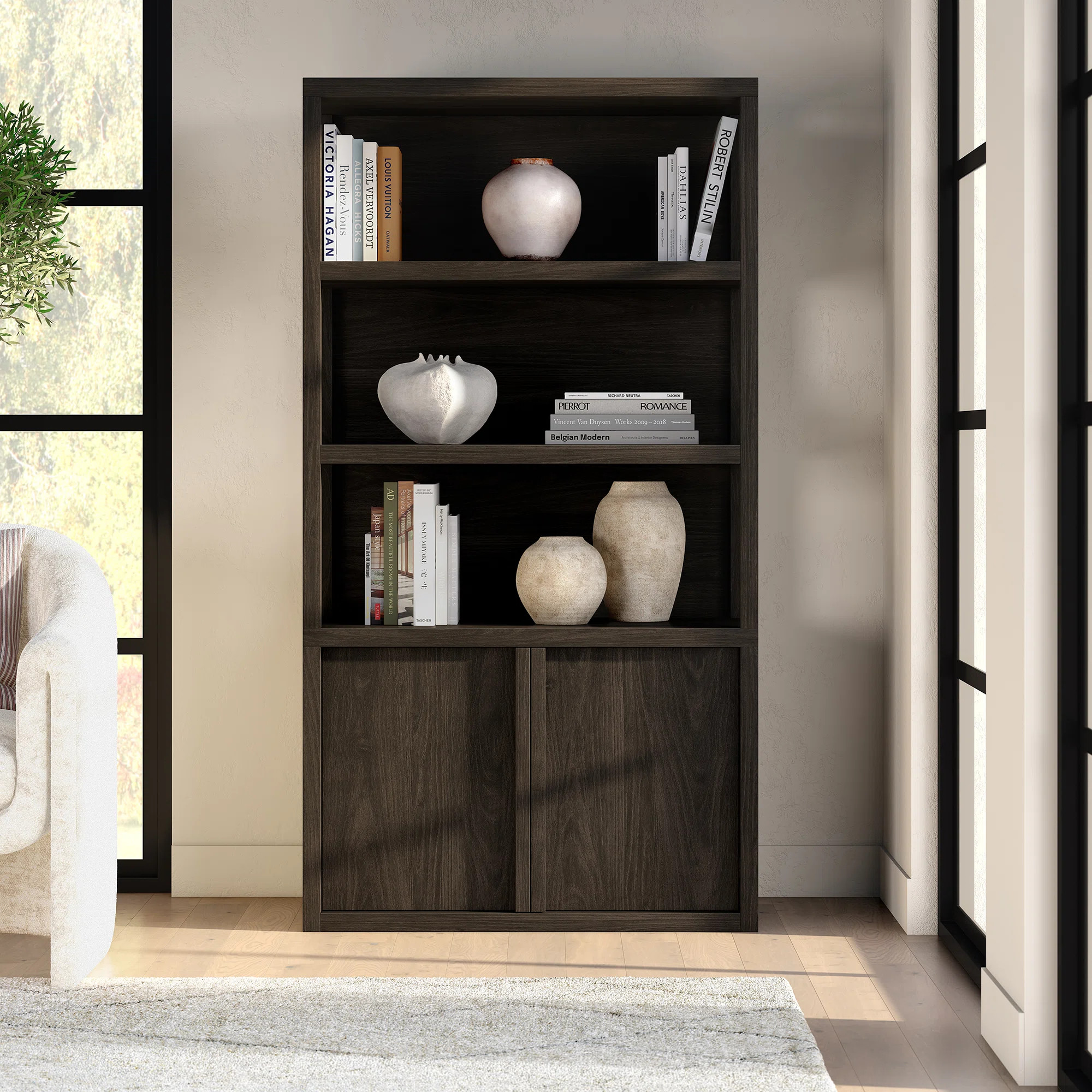 Savin 67.5in Tall Rectangular Bookcase in Alder Brown | Wayfair North America