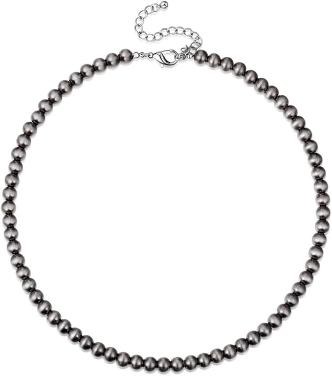 Western Navajo Pearl Choker Necklace Western Beaded Cowgirl Boho Choker Jewelry for Women Girls | Amazon (US)