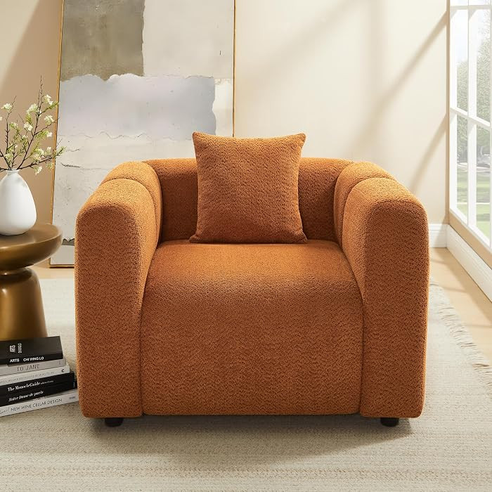 VANOMi 42" Accent Chair for Living Room Modern Upholstered Boucle Chair with Pillow Comfortable M... | Amazon (US)