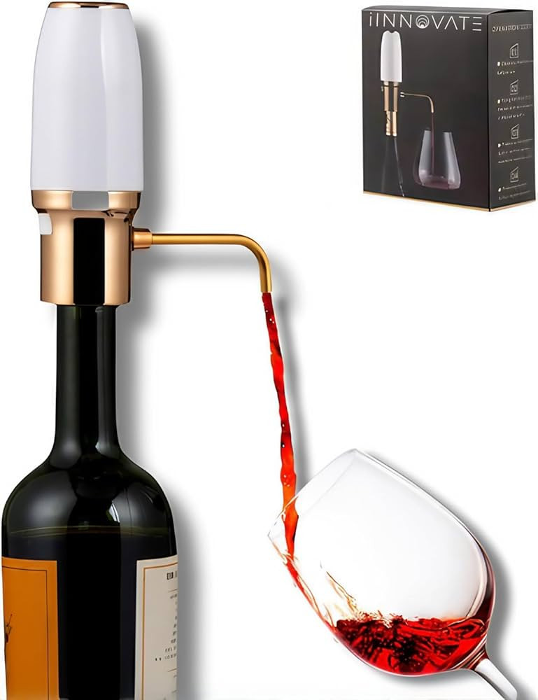 Electric Wine Aerator, Modern Wine Aerator, Electric Wine Dispenser, Gold and White Wine Pourer, ... | Amazon (US)