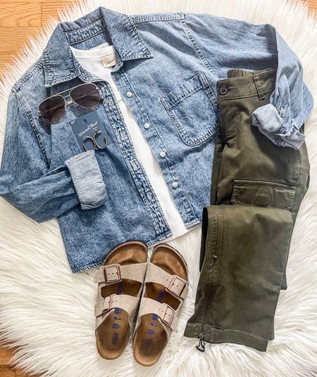 SO MANY New Fall Arrivals today at Target!  Check out my stories to see!  Loving these NEW Cargo Pants and denim button down… such great pieces for fall!  Everything here is linked in my bio & stories for you!  Have a great Sunday friends 🤍

#LTKstyletip #LTKunder50 #LTKshoecrush