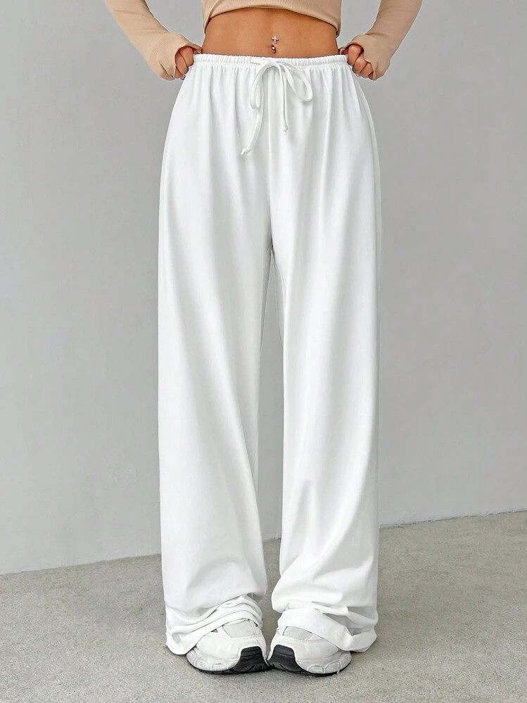 SHEIN Tall Soft White Knitted Home Baggy Pants, Loose Pant | SHEIN
