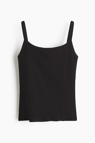 H & M - Ribbed Cotton Tank Top - Black | H&M (US + CA)