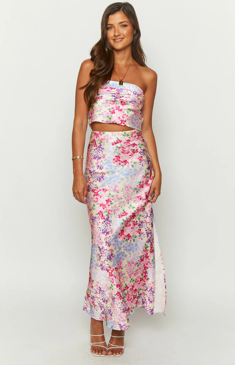 Genevieve Floral Print Maxi Skirt | Beginning Boutique (US)