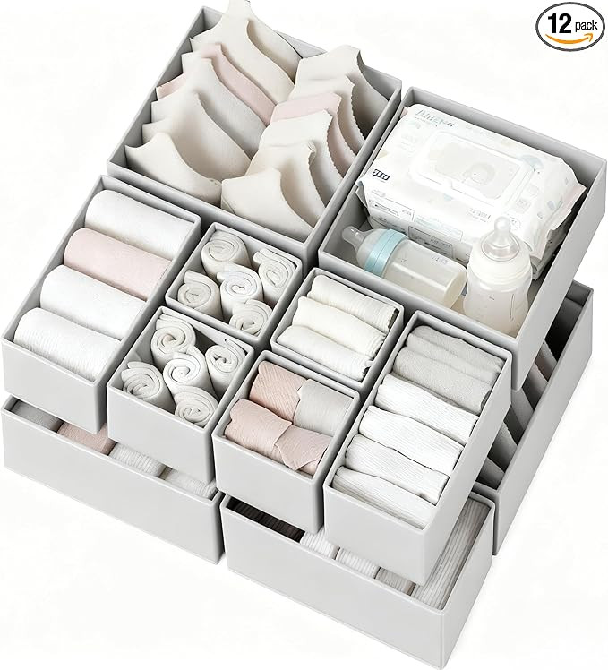 Criusia Drawer Organizer Clothes 12 Pack, Dresser Organizer for Nursery Bedroom Closet Organizati... | Amazon (US)