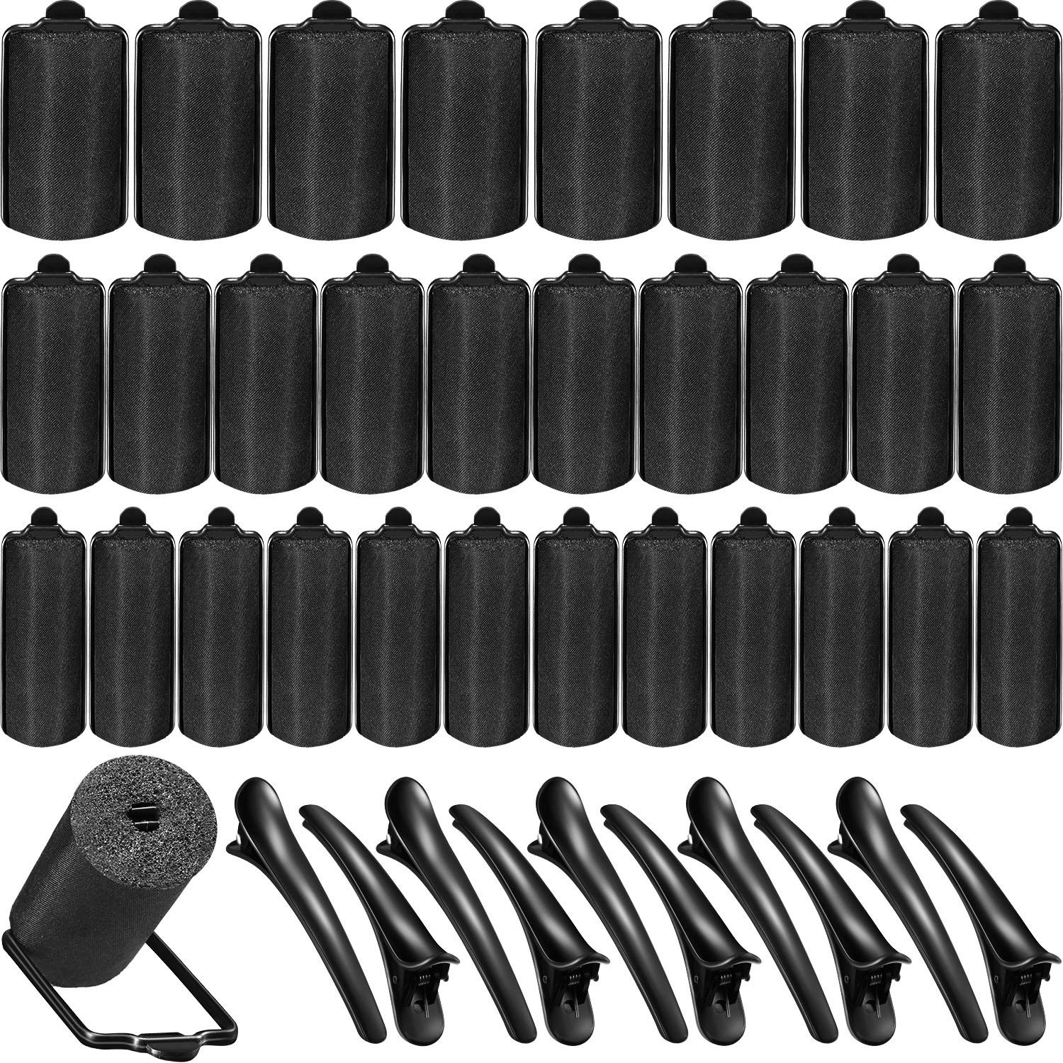 40 Pieces Sponge Hair Rollers Satin Rollers Silk Foam Rollers Women Hair Curlers with Duck Teeth ... | Amazon (US)