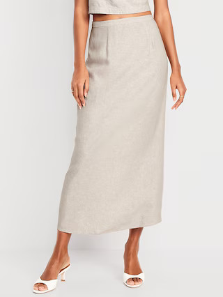 High-Waisted Linen-Blend Maxi Skirt | Old Navy (US)