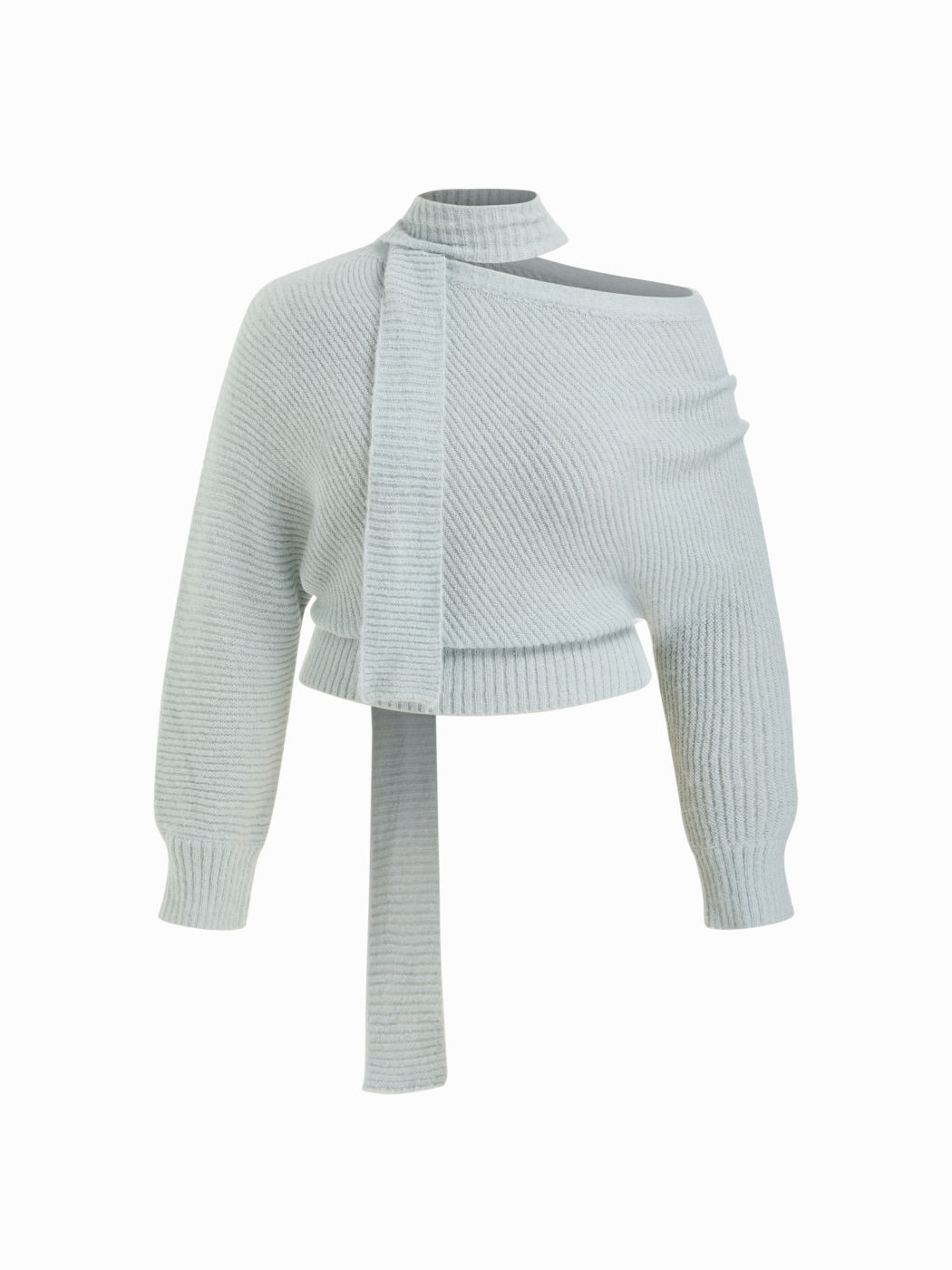 Knit Fabric Knit Wool-blend Asymmetrical Neck Long Sleeve Oversized Top With Scarf Curve & Plus F... | Cider