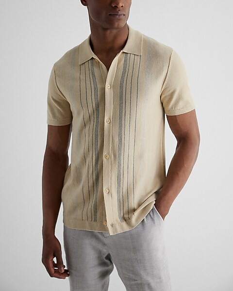 Striped Short Sleeve Sweater Polo | Express