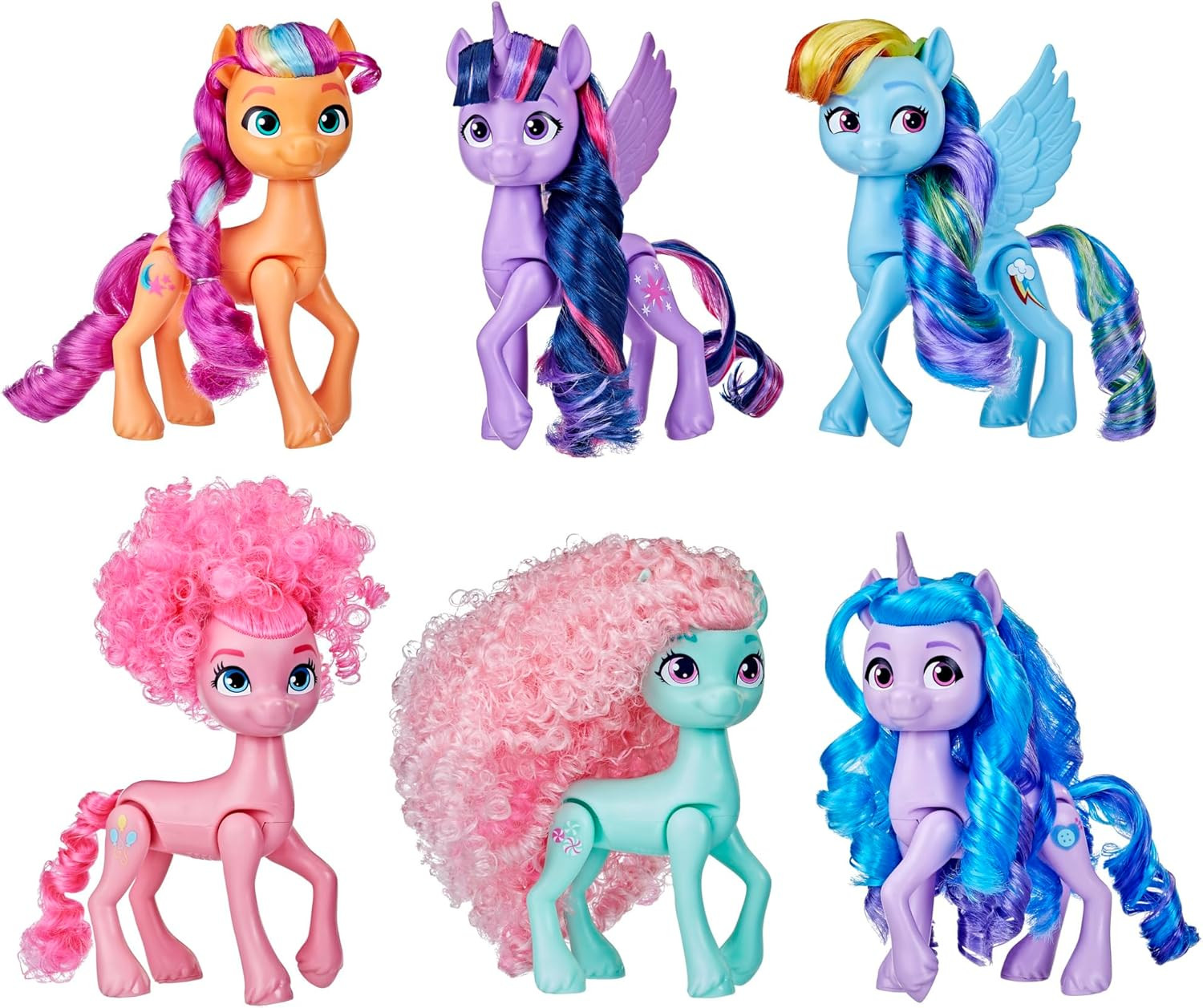 My Little Pony Dolls Rainbow Celebration, 6 Pony Figure Set, 5.5-Inch Dolls, Toys for 3 Year Old ... | Amazon (US)