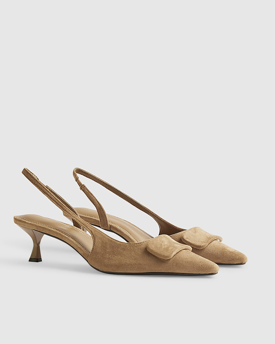 Beige Faux Suede Slingback Court Heels | River Island UK & IE