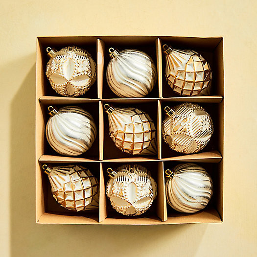 Golden Shatterproof Ornaments, Set of 9 | Terrain