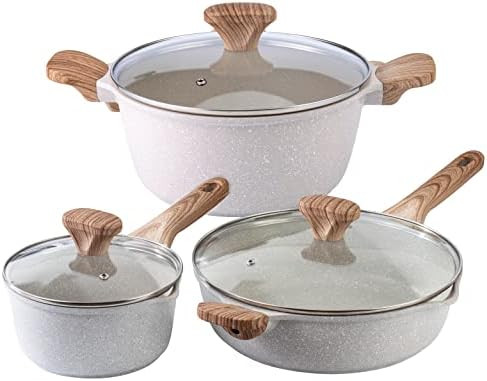 Country Kitchen Nonstick Cookware Sets - 6 Piece Nonstick Cast Aluminum Pots and Pans with BAKELI... | Amazon (US)