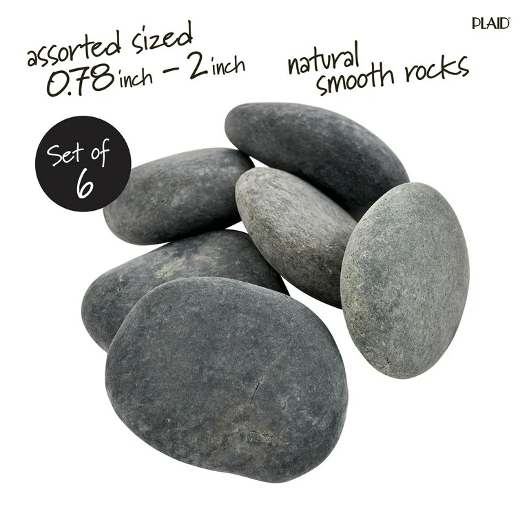 Plaid Surfaces Craft Rocks for Rock Painting Arts and Crafts Projects, Set of 6 | Walmart (US)