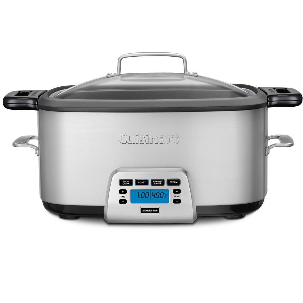 Cuisinart Cook Central 7 Qt. Brushed Stainless Steel Electric Multi-Cooker with Aluminum Pot MSC-... | The Home Depot