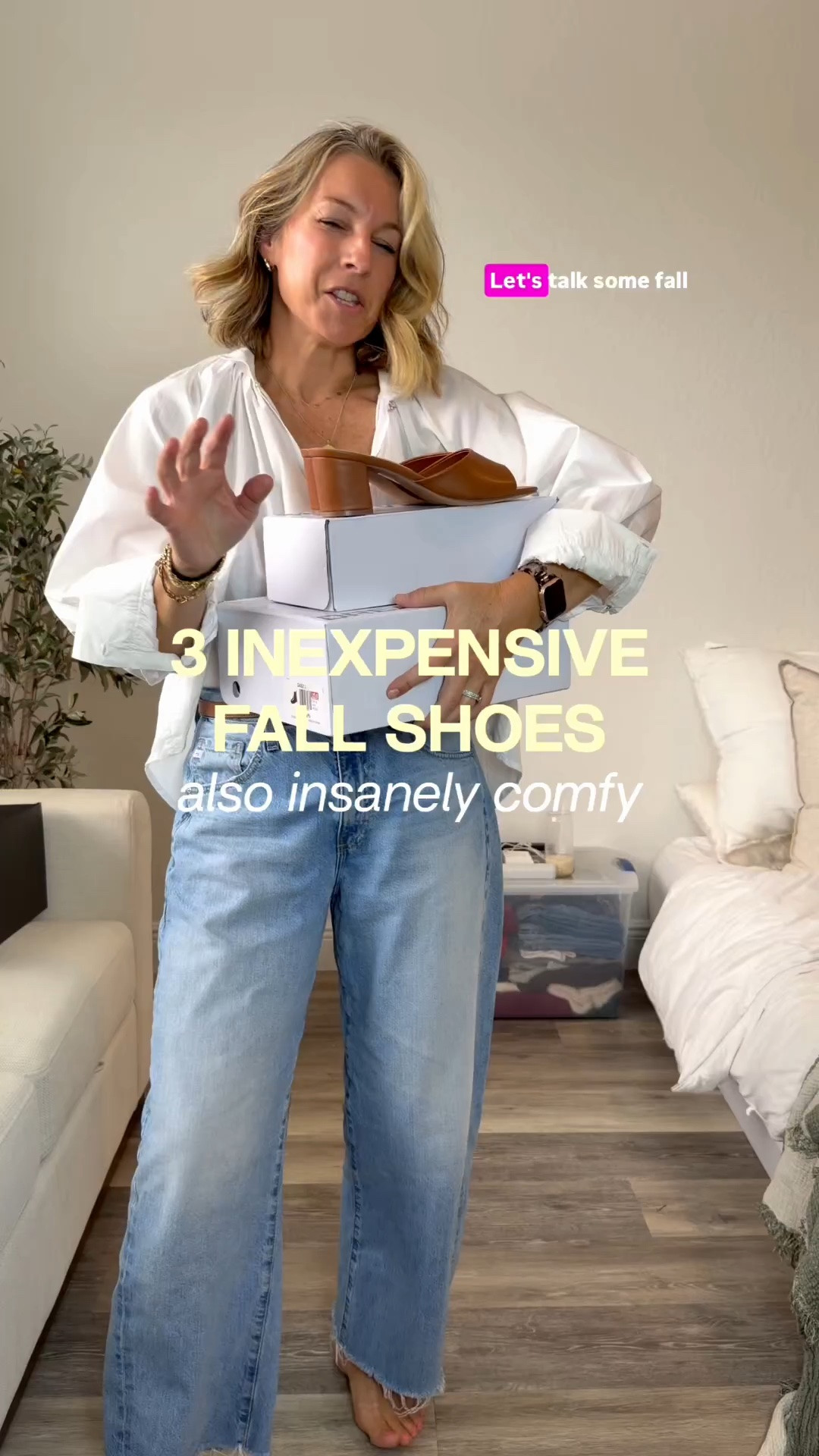 If you’re looking for affordable fall shoes, comfortable fall boots, kitten heels, leopard flats, Mary Jane shoes or expensive-looking shoes under $50, these are all worth a look.

Wearing my true size 8 in all three.

Which pair are you picking: boots, heels or leopard? 🤎

29 in the jeans but I’m on the smaller end of an 8 now so the 28 may be better bc they’re a relaxed fit. Blouse is a medium.