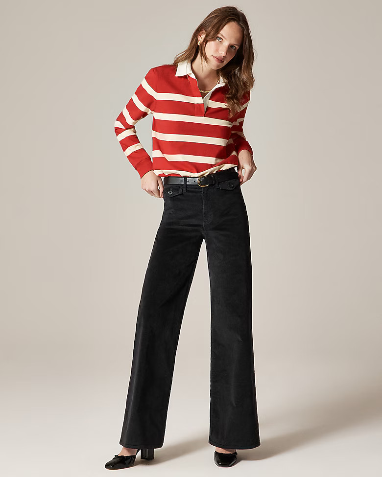 Wide-leg trouser in washed velvet | J. Crew US