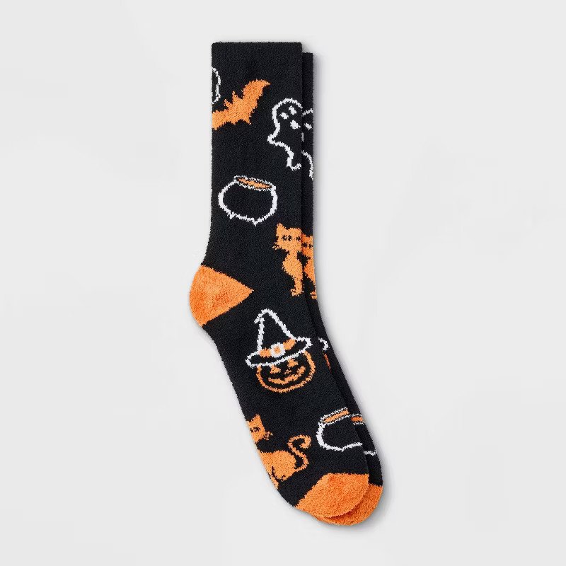 Men's Cozy Halloween Crew Socks - Hyde & EEK! Boutique™ Black 6-12 | Target