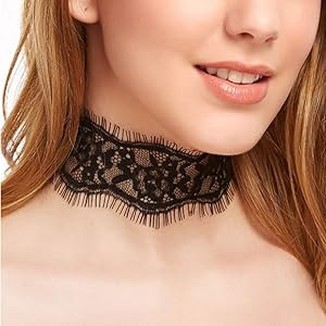 Amazon.com: fxmimior Dainty Black and White Lace Punk Boho Choker Necklaces Minimalist Necklace C... | Amazon (US)