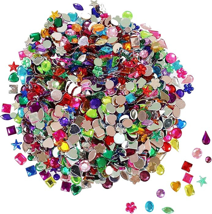 1200 Pcs Acrylic Flatback Rhinestones,12 Different Shape Gems for DIY Craft Jewels Gemstone Weddi... | Amazon (US)