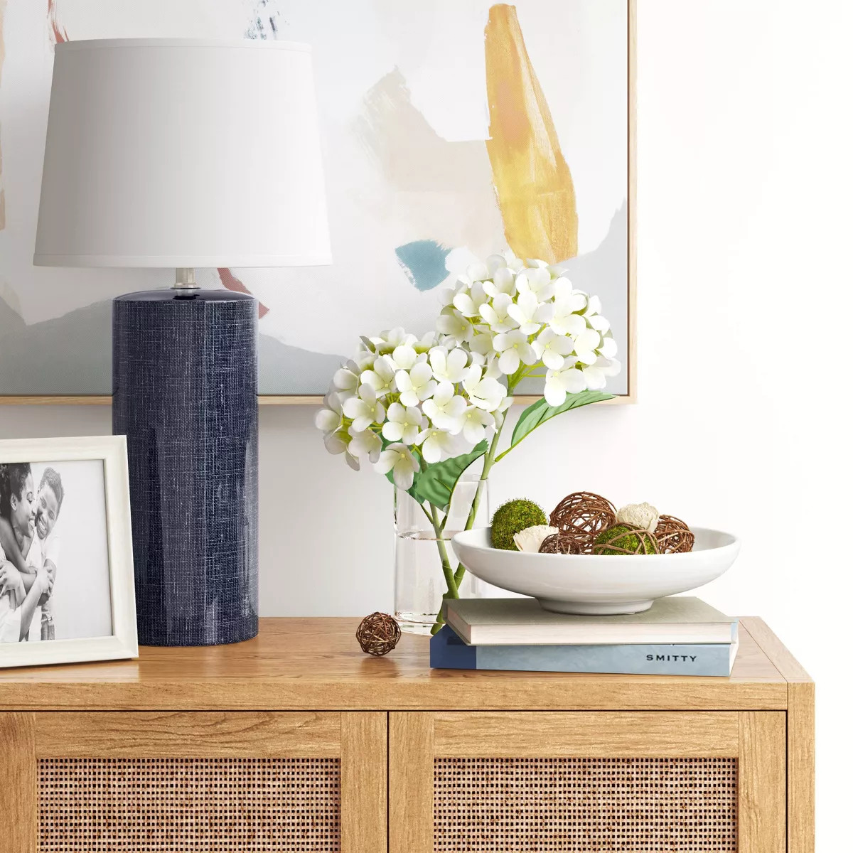 Linen Textured Ceramic Large Lamp Base Dark Blue - Threshold™ | Target