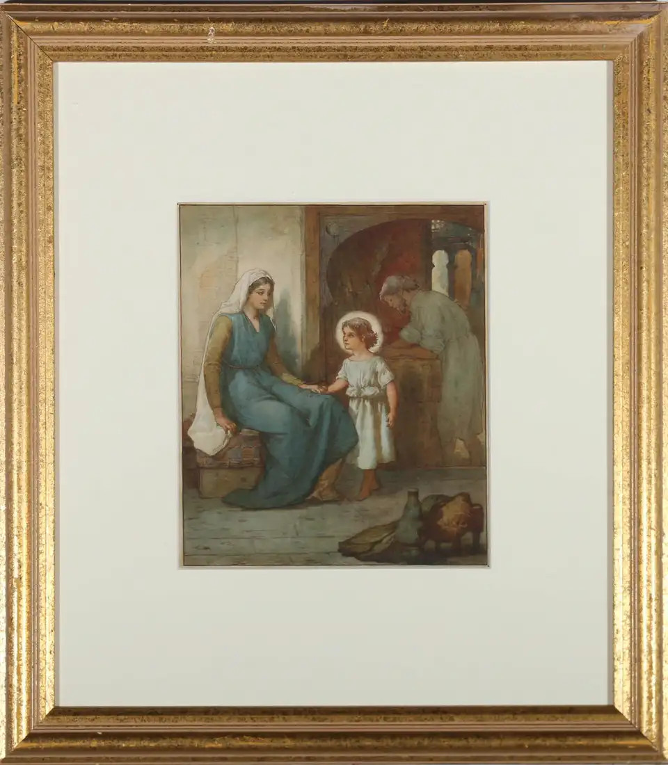 John Lawson (b.1838) - Late 19th Century Watercolour, The Holy Family | 1stDibs