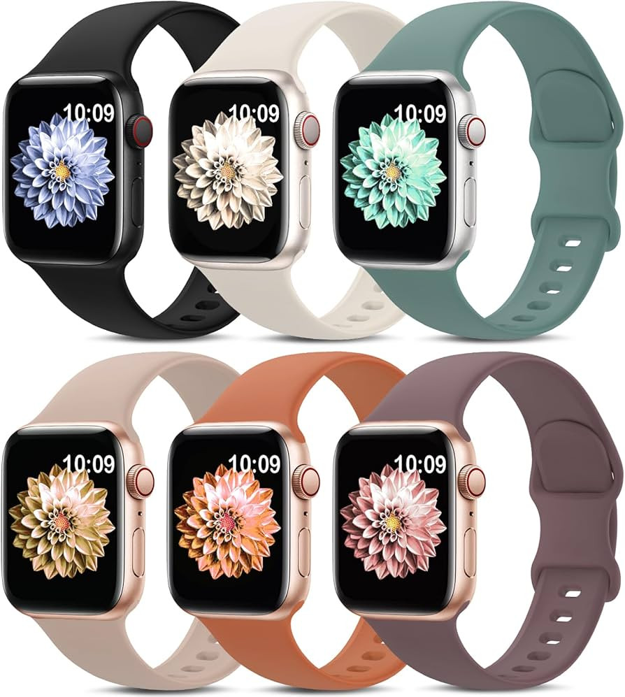 6 Pack Sport Bands Compatible with Apple Watch Band 38mm 40mm 41mm 42mm 44mm 45mm 49mm 46mm,Silic... | Amazon (US)