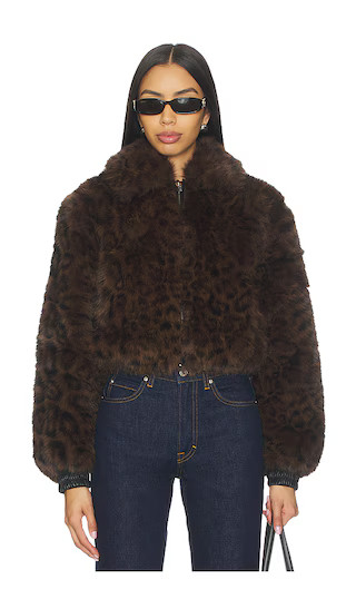 Cropped Faux Fur Coat in Midnight Run | Revolve Clothing (Global)