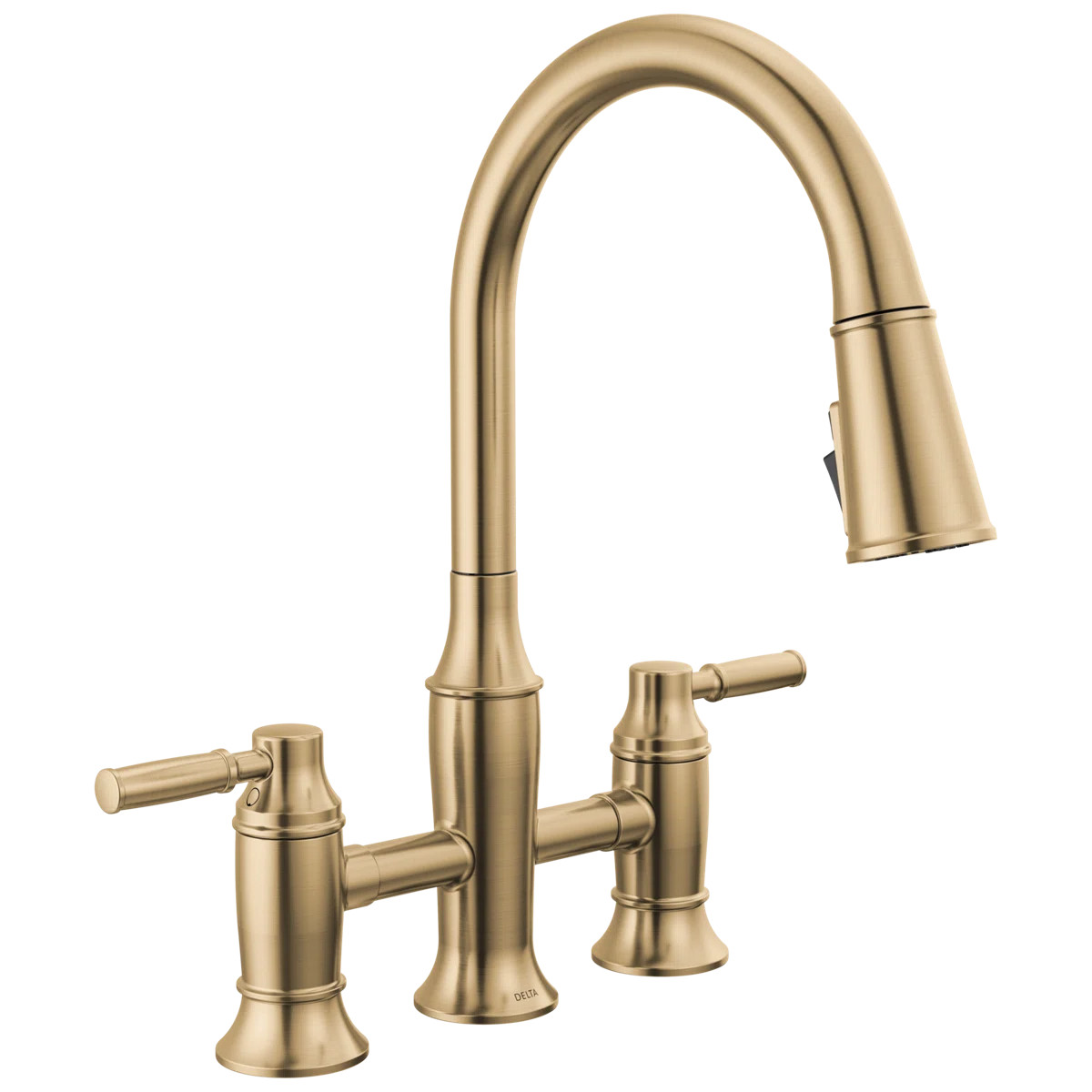 Renaldi Brushed Gold Kitchen Faucet with Pull Down Sprayer, Bridge Modern Kitchen Sink Faucet, Tw... | Wayfair North America