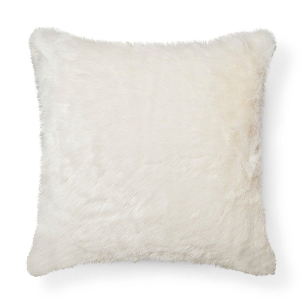 Cream Faux Fur Oversized Throw Pillow - Threshold | Target