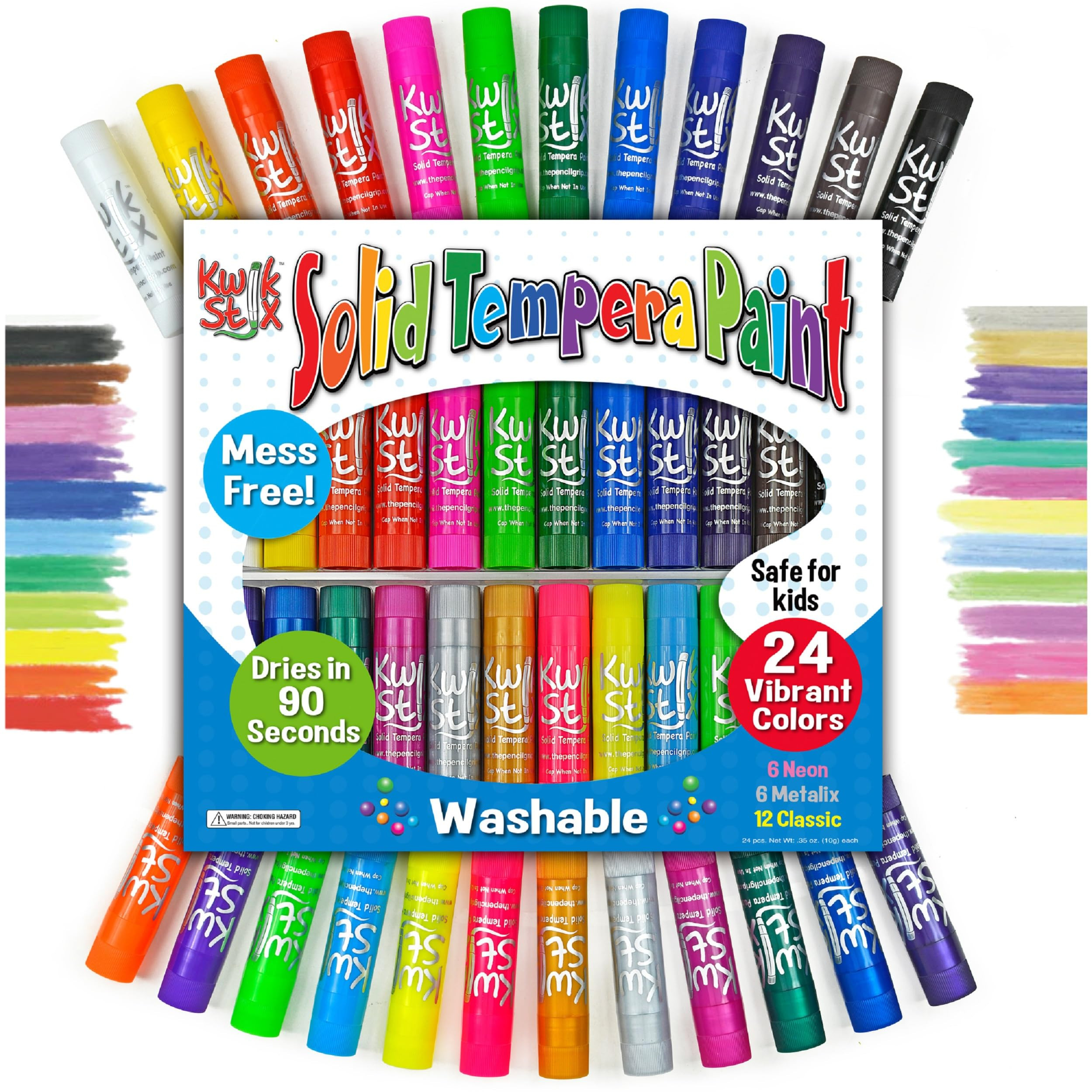 Kwik Stix Solid Tempera Paint Sticks, 24 Colors, Washable Paint Sticks for Kids, Non-Toxic, Quick... | Amazon (US)