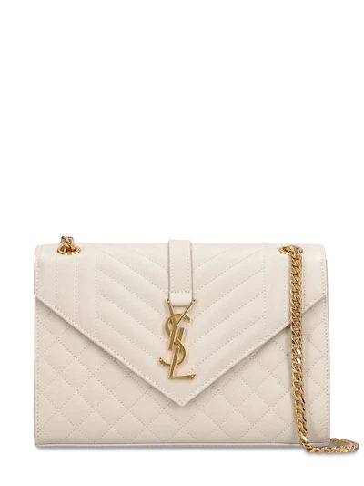 Saint Laurent - Medium envelope quilted leather bag - Cream | Luisaviaroma | Luisaviaroma