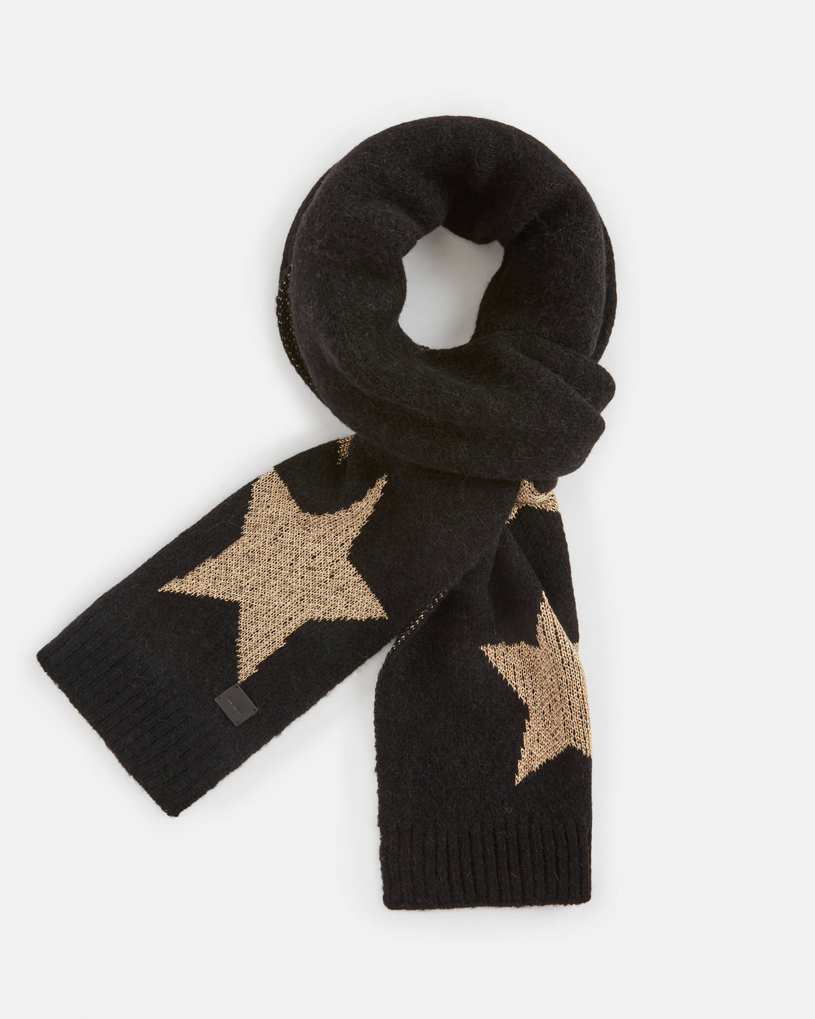 Star Metallic Jacquard Scarf BLACK/GOLD | ALLSAINTS US | AllSaints US