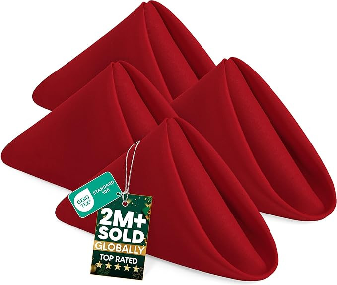Utopia Home [24 Pack, Red] Cloth Napkins 17x17 Inches, 100% Polyester Hemmed Edges, Washable and ... | Amazon (US)